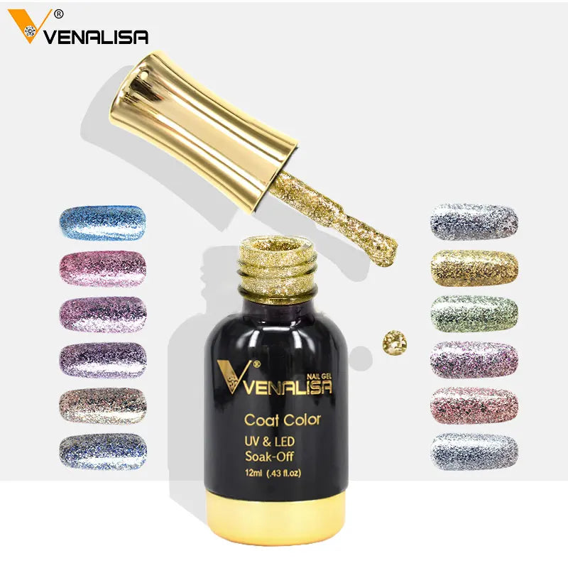 Venalisa Super Color Gel Varnish 12ml Diamond Shining Glitter Sequin Starry Platinum Nail Enamel Long Lasting Time Gel Polish