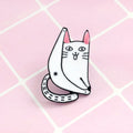 Funny Naughty White Kitten Brooch Long Tail and Long Legs Fashion Women Enamel Lapel Pin Jackets Bag Hat Badge Gift