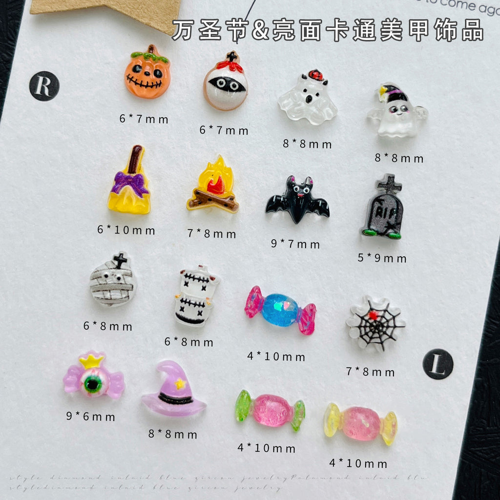 Halloween Cartoon Nail Art Accessories Mixed Cross-Border New Products Funny Magic Ghost Pumpkin DIY Nail Diamond Accessories