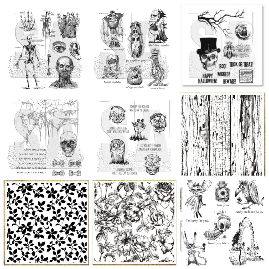 Halloween Decorations Amazon Best-Selling Skull Series Transparent Seal Handbook Decoration Scrapbook Creative Retro