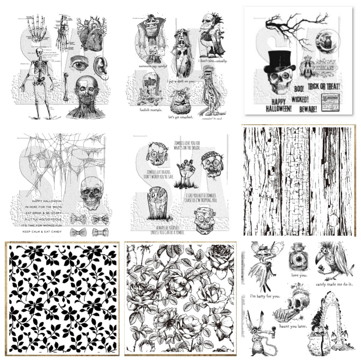 Halloween Decorations Amazon Best-Selling Skull Series Transparent Seal Handbook Decoration Scrapbook Creative Retro