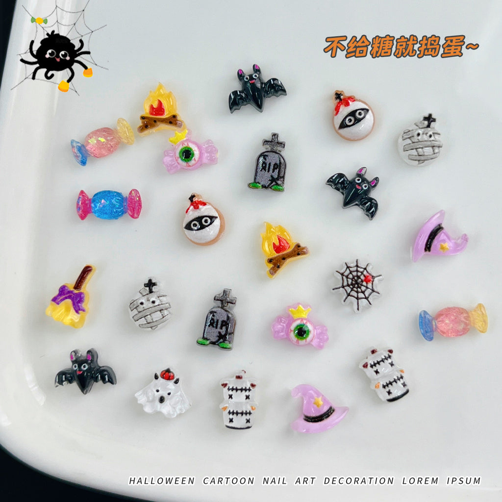 Halloween Cartoon Nail Art Accessories Mixed Cross-Border New Products Funny Magic Ghost Pumpkin DIY Nail Diamond Accessories