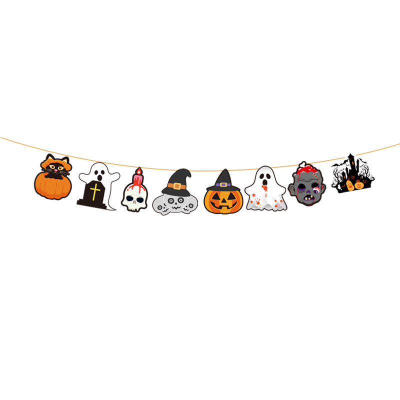 Cross-Border New Halloween Flag Party Supplies Decoration Scene Atmosphere Decoration Halloween Flag Banner