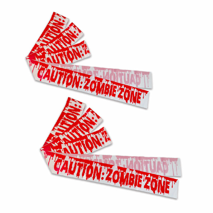 Cross Border in stock Halloween Party Decoration Warning Tape Horror Party Decoration Supplies Halloween Warning Tape