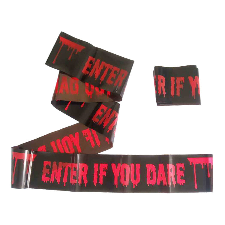 Cross Border in stock Halloween Party Decoration Warning Tape Horror Party Decoration Supplies Halloween Warning Tape