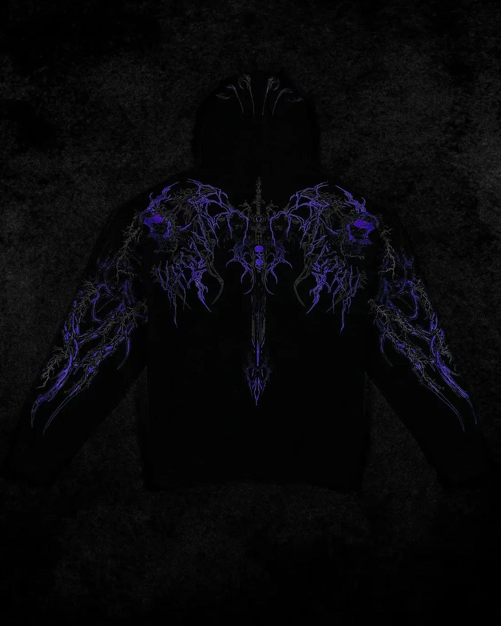2025New American Style Men's Hooded Sweatshirt Trendy Brand Dark Style Sports Fitness High Street Autumn Winter Men's Sweatshirt