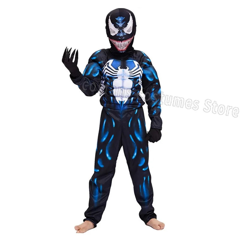 Superhero Black Spider Venom Costume Ghost Costume Onesie 3D Spandex Unisex Jumpsuit Bodysuit Halloween Cosplay