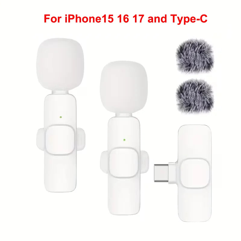 Micrófono Lavalier inalámbrico Mini USB-C micrófono para iPhone 15/16/17 Android transmisión en vivo entrevistas regalos de navidad