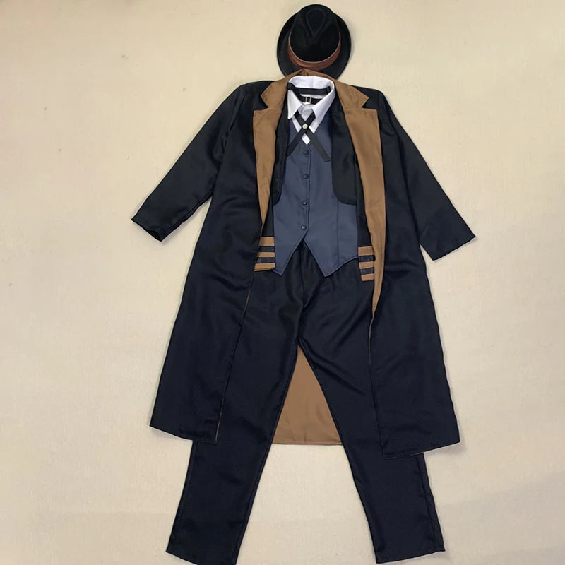 Disfraz de Nakahara Chuuya, incluye sombrero, uniforme, gabardina, pantalones, trajes de talla grande, fiesta de Halloween para Comic Con