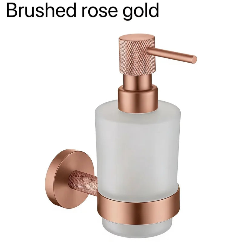Brushed Rose Gold Bathroom Accessories Hardware Stainless Steel Material Wall Mount Cleaning Tool Soap Dispenser Seven Colors