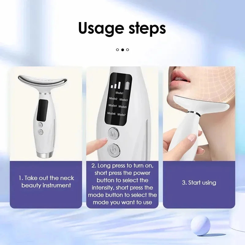 Instrumento de belleza Facial LED de 7 colores, masaje de vibración, 7 modos de levantamiento de cuello y cara, eliminador de arrugas antienvejecimiento para uso doméstico