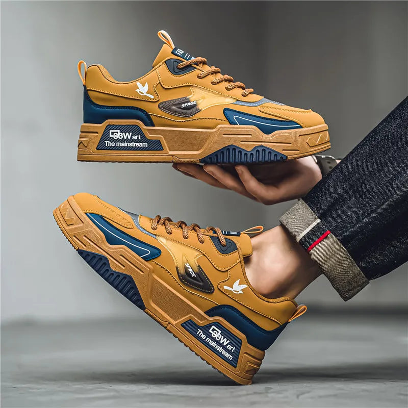 Mens Board Shoes 2025 New Retro Thick Soled Casual Sneakers Student Daily Street Casual Trendy Walking Shoes for Man