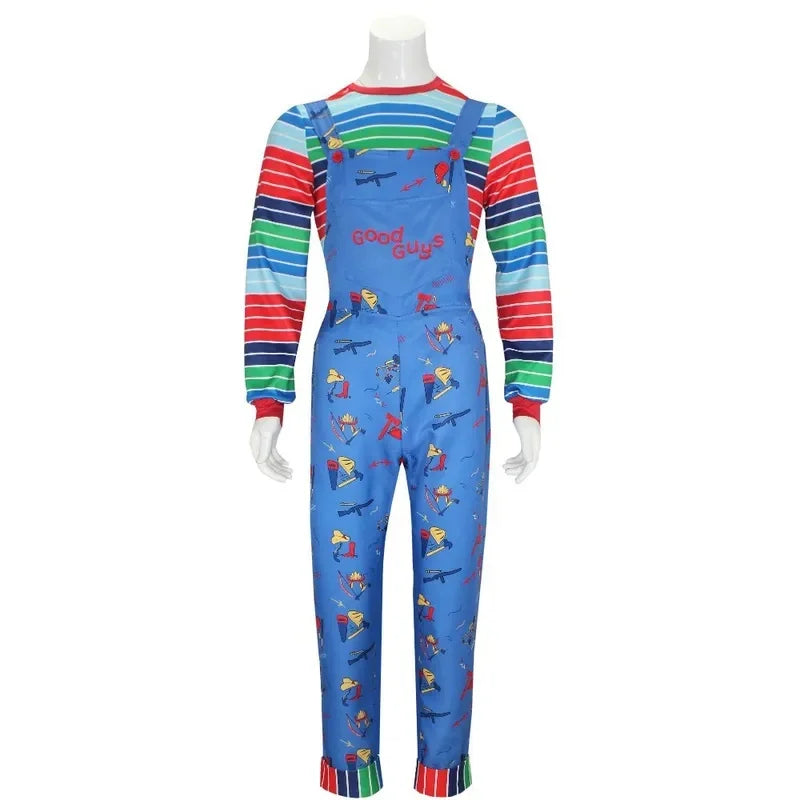 Disfraz de Chucky Cosplay para hombres y mujeres, camisa y pantalones vestidos, película, Halloween, carnaval, fiesta de terror, KYX6QJ