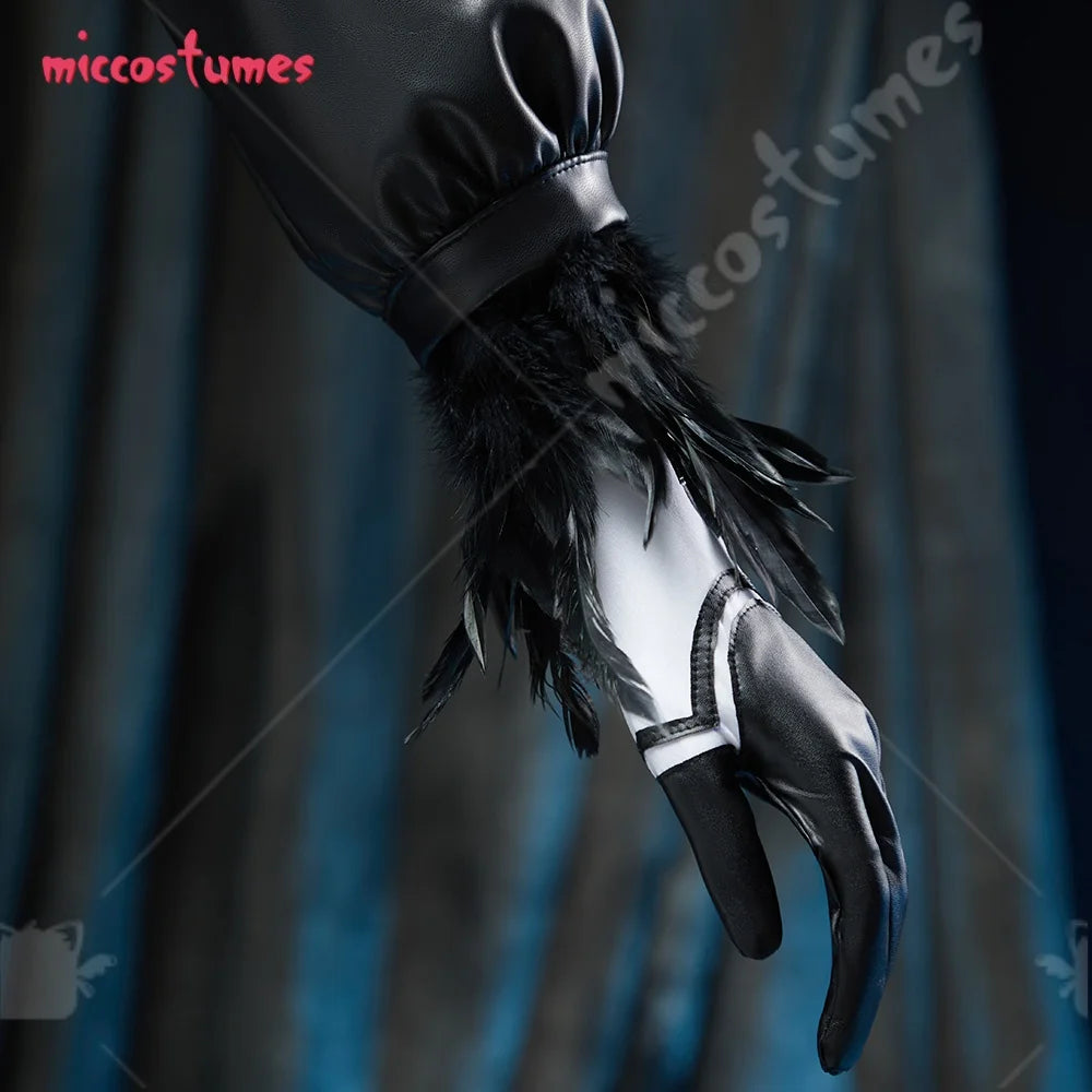 【Ready for Ship】Miccostumes Women's Black Gothic Cosplay Costume Auto Bodysuit with Gloves and Eye Patch for Halloween