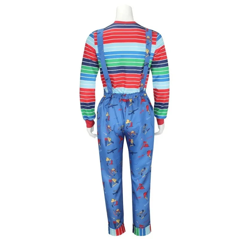 Disfraz de Chucky Cosplay para hombres y mujeres, camisa y pantalones vestidos, película, Halloween, carnaval, fiesta de terror, KYX6QJ