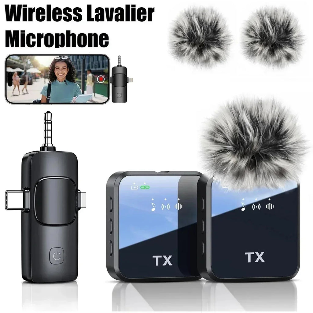 Micrófono Lavalier inalámbrico para cámara, iPhone, Android, micrófono con reverberación de sonido, grabación de vídeo, Podcast, micrófono con Clip de reducción de ruido