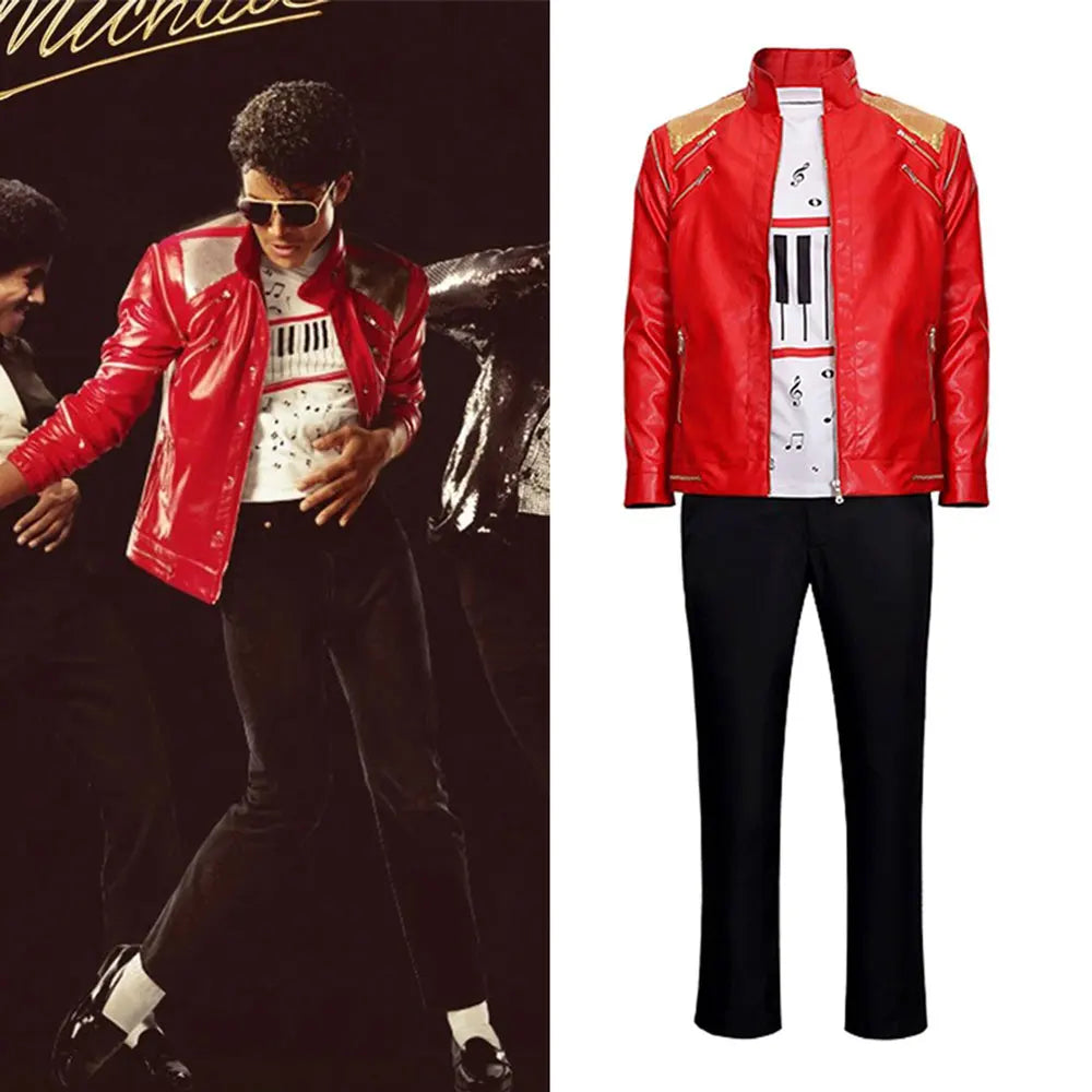 Punk rojo cremallera Michael Beat It disfraces de imitación chaqueta de estilo de moda prendas de vestir abrigo Casual traje de escenario de Navidad de Halloween
