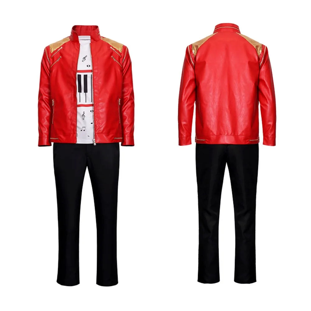 Punk rojo cremallera Michael Beat It disfraces de imitación chaqueta de estilo de moda prendas de vestir abrigo Casual traje de escenario de Navidad de Halloween