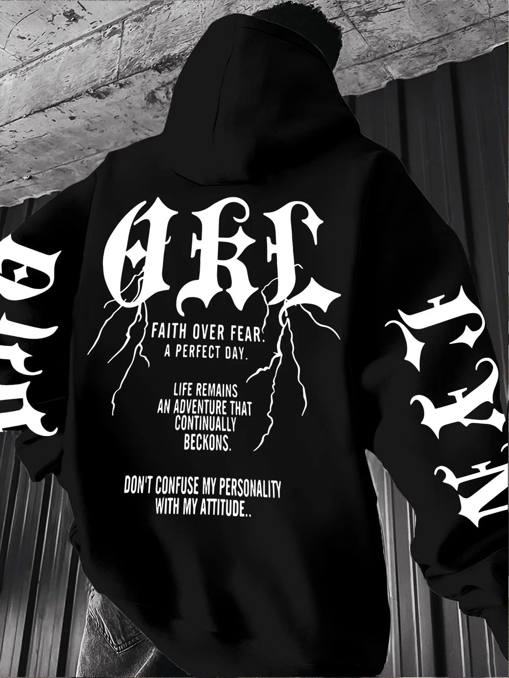 Gothic Font Versatile Street Men Women Pullover Hoodie Casual Loose Sport Hip-hop Y2K Autumn Winter Adult Sweatshirt Top Clothes