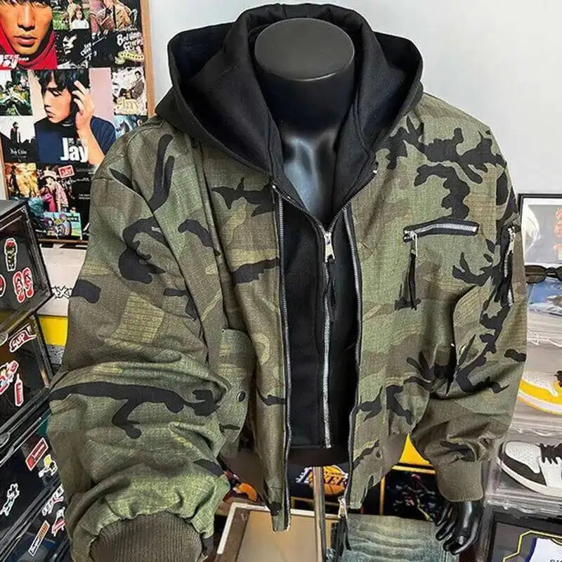 PFHQ Camouflage Men's Hooded Jacket 2025 Spring Autumn New High Street Long Sleeve Korean Style Fashion Casual Male Tops 21E2824