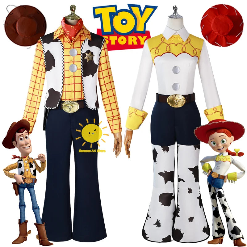 BEAST KINGDOM Anime Woody Jessie Cosplay disfraz Toy Story Cosplay traje de vaquero Woody Jessie sombrero fiesta de Halloween porque adulto Unisex