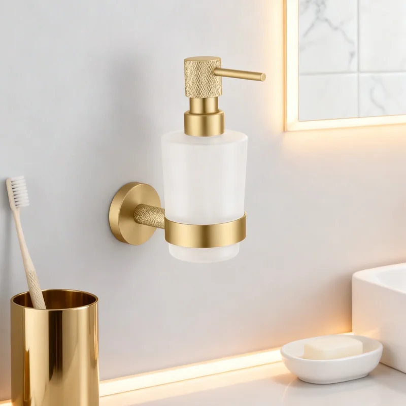Brushed Rose Gold Bathroom Accessories Hardware Stainless Steel Material Wall Mount Cleaning Tool Soap Dispenser Seven Colors