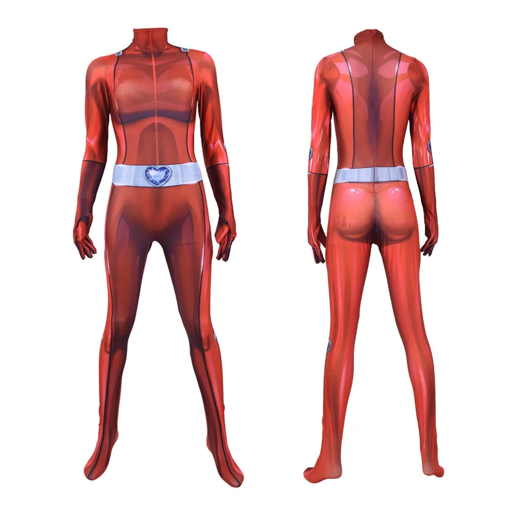Disfraz de Cosplay de Totally Spies para mujeres y adultos, mono con estampado 3D de trébol Ewing Zentai, mono de Cosplay de Alexandra para Halloween