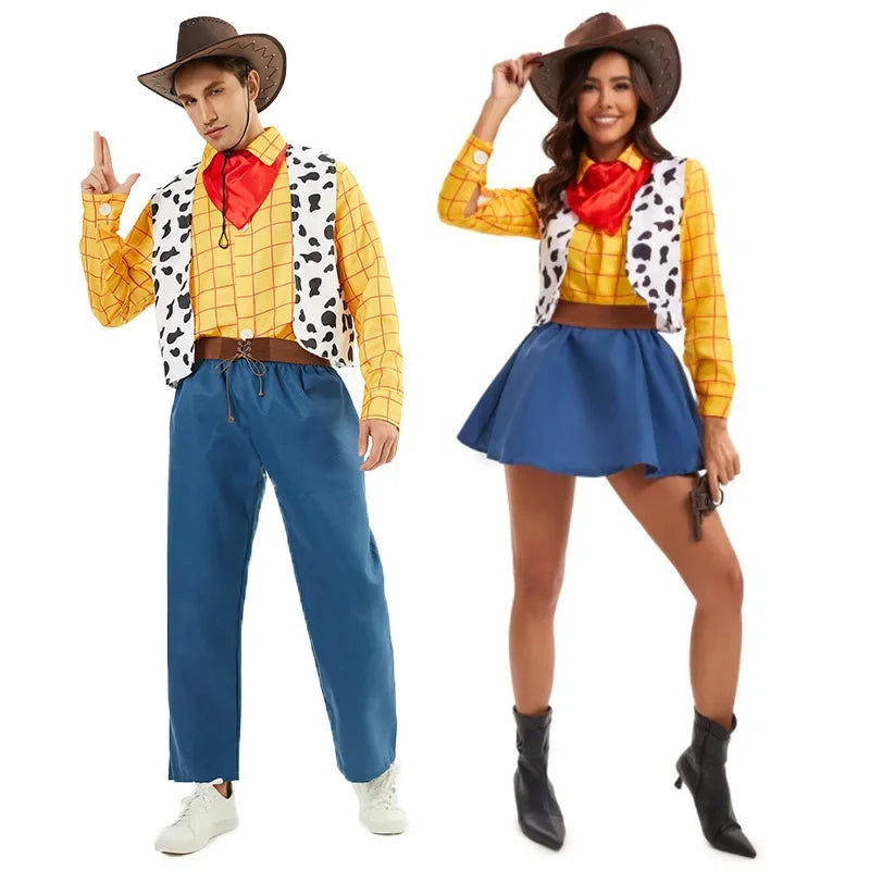 New Halloween Woody Costume Family Matching Outfits Couple Cosplay Woody Sheriff Clothes Carnival Sheriff Cowboy Fancy Dress