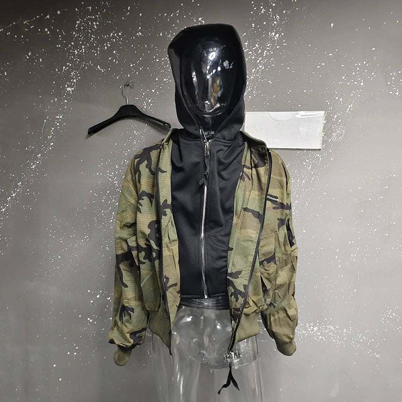 PFHQ Camouflage Men's Hooded Jacket 2025 Spring Autumn New High Street Long Sleeve Korean Style Fashion Casual Male Tops 21E2824