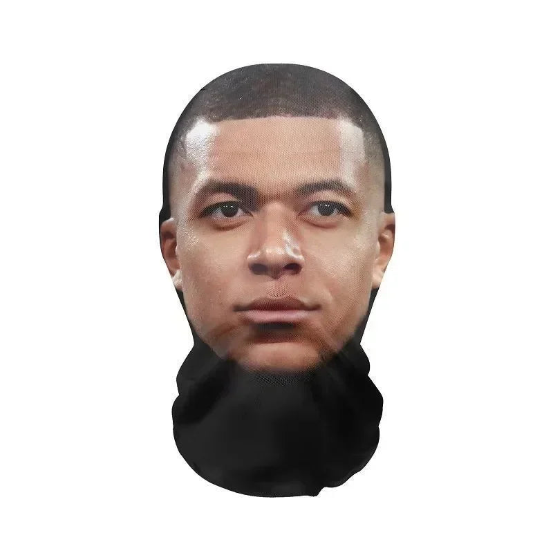 Divertida máscara facial completa con estampado 3D, máscaras faciales de celebridades, malla elástica, accesorios para fiesta de Halloween, pasamontañas, cubiertas para la cabeza