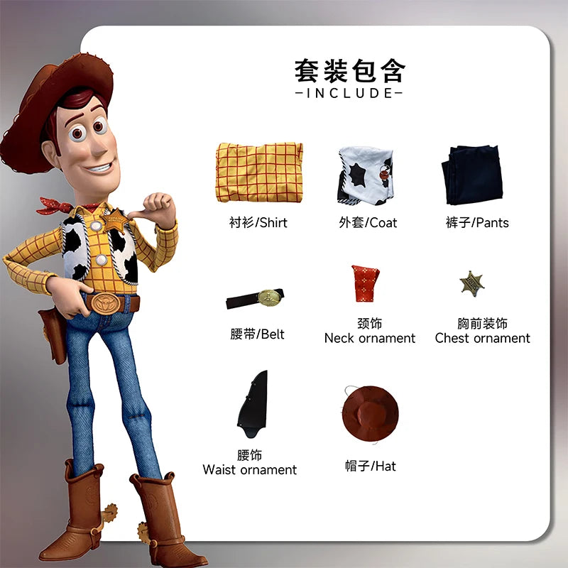 BEAST KINGDOM Anime Woody Jessie Cosplay disfraz Toy Story Cosplay traje de vaquero Woody Jessie sombrero fiesta de Halloween porque adulto Unisex