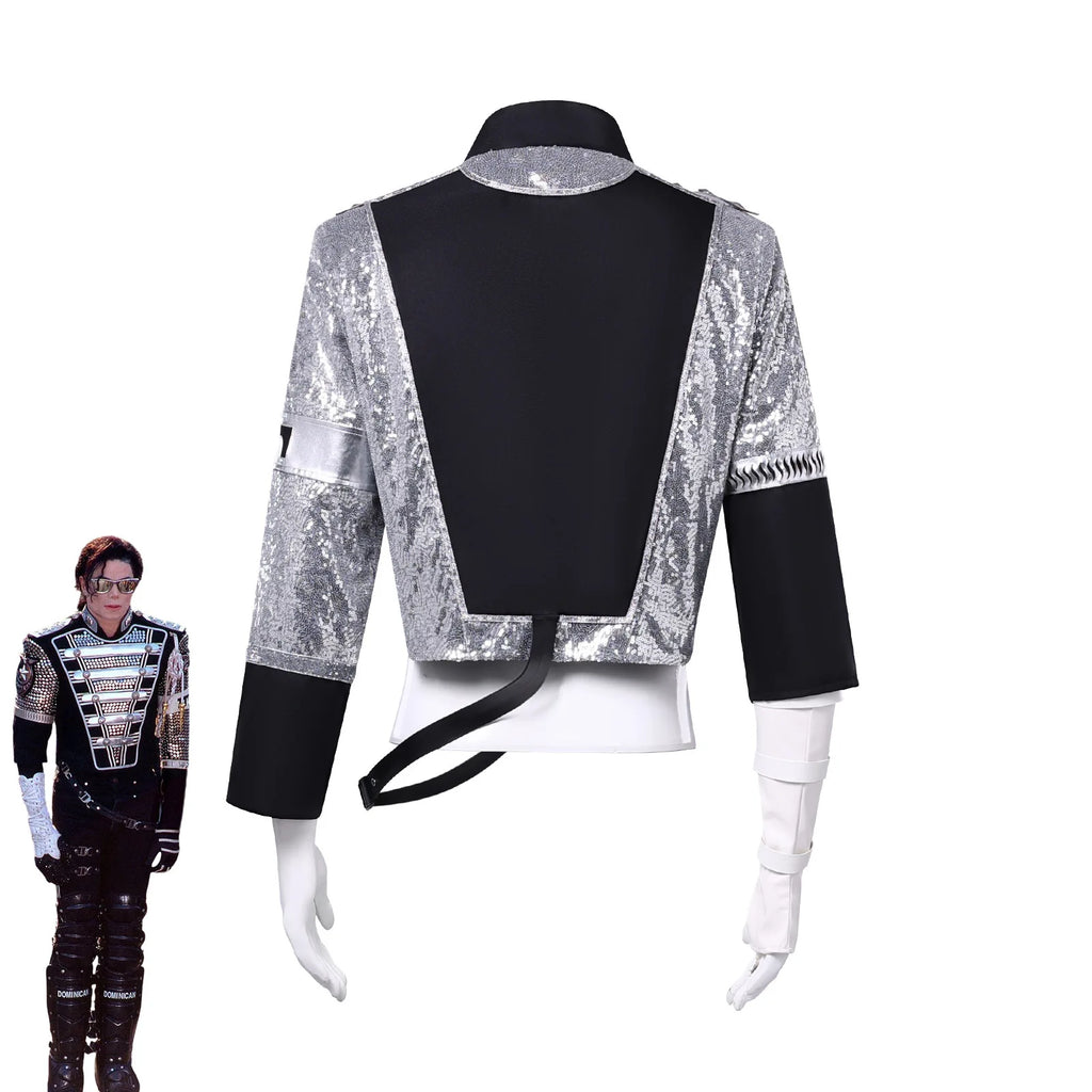 Michael MJ Punk Cosplay Jackson chaqueta militar Cool Gaorgeous Teaser abrigo plateado prendas de vestir exteriores para la película de colección