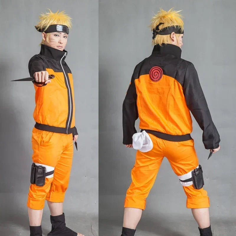 Disfraz de Anime Shippuuden, disfraz de Uzumaki, abrigo para niños y adultos, peluca y pantalones, ropa de actuación de Halloween C47M80