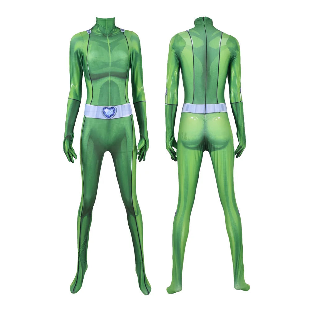 Disfraz de Cosplay de Totally Spies para mujeres y adultos, mono con estampado 3D de trébol Ewing Zentai, mono de Cosplay de Alexandra para Halloween