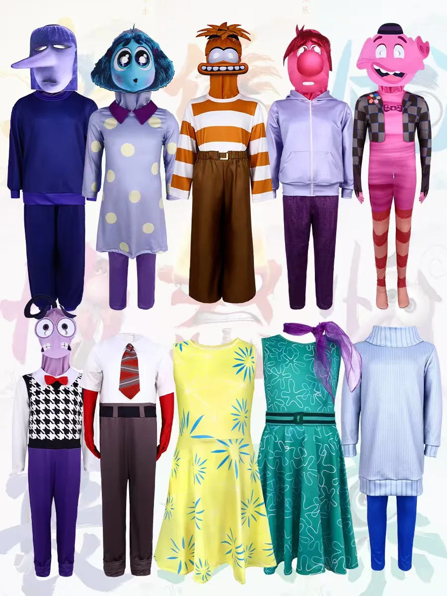New Year Anime Movie Anxiety The Inside Out 2 Cosplay Joy Sadness Anger Disgust Fear  Cosplay Costumes Suit Adult Kids Party Set