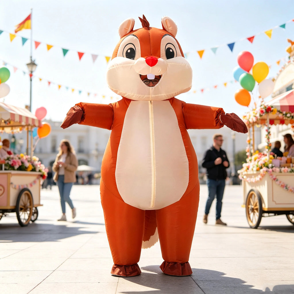 Inflatable Squirrel Costume for Adult Blow Up Costume Outfits Funny Animal Suit for Halloween Cosplay Props Outfit Suit