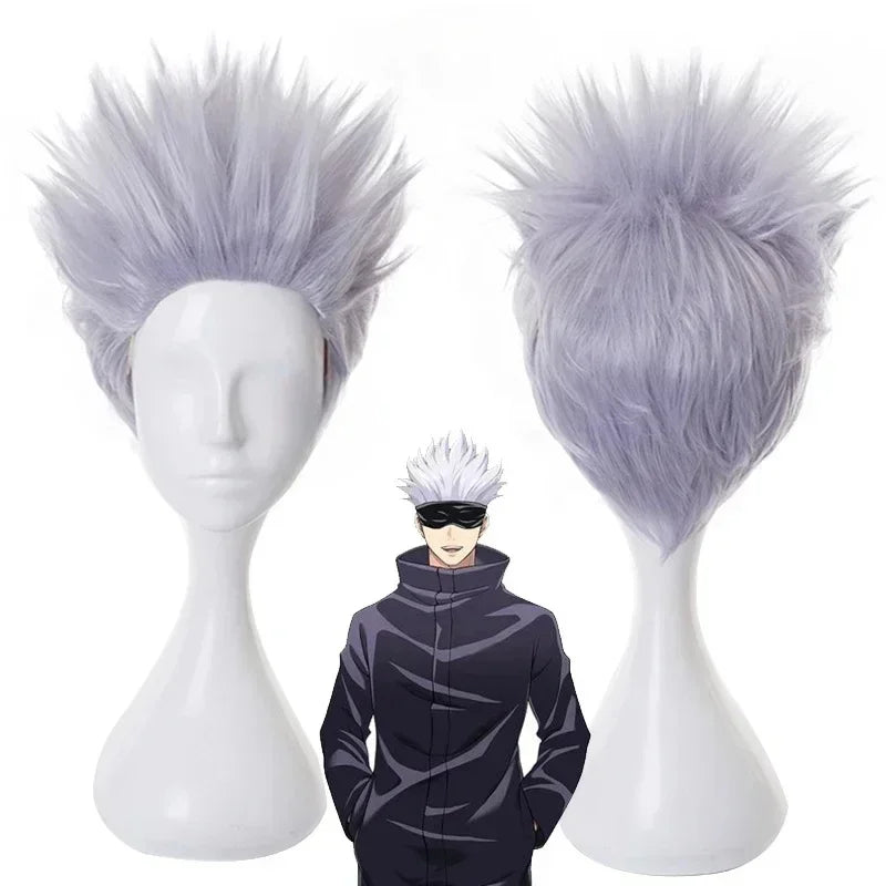 Anime Jujutsu Satoru Gojo Cosplay Costume Eye Patch Wigs Free Glasses Halloween Party Men Women
