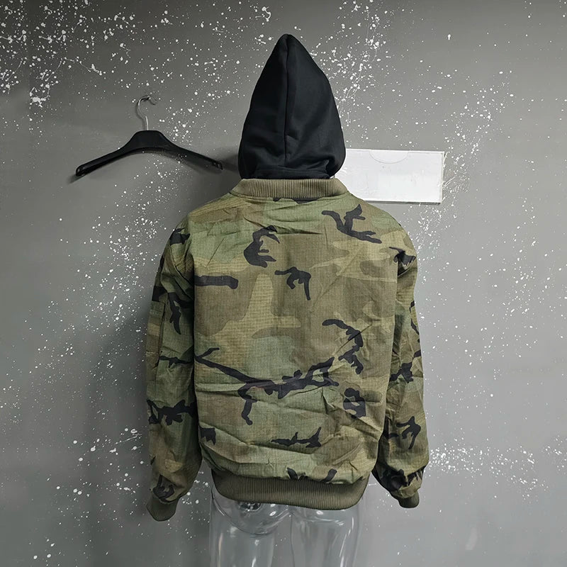 PFHQ Camouflage Men's Hooded Jacket 2025 Spring Autumn New High Street Long Sleeve Korean Style Fashion Casual Male Tops 21E2824