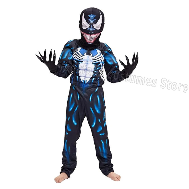 Superhero Black Spider Venom Costume Ghost Costume Onesie 3D Spandex Unisex Jumpsuit Bodysuit Halloween Cosplay