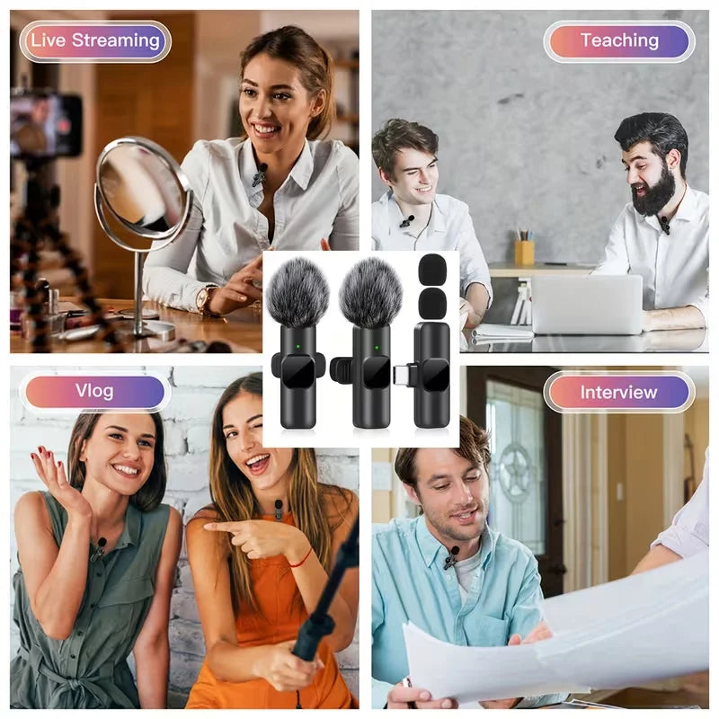 Micrófono Lavalier inalámbrico Mini USB-C micrófono para iPhone 15/16/17 Android transmisión en vivo entrevistas regalos de navidad
