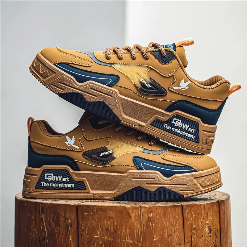 Mens Board Shoes 2025 New Retro Thick Soled Casual Sneakers Student Daily Street Casual Trendy Walking Shoes for Man