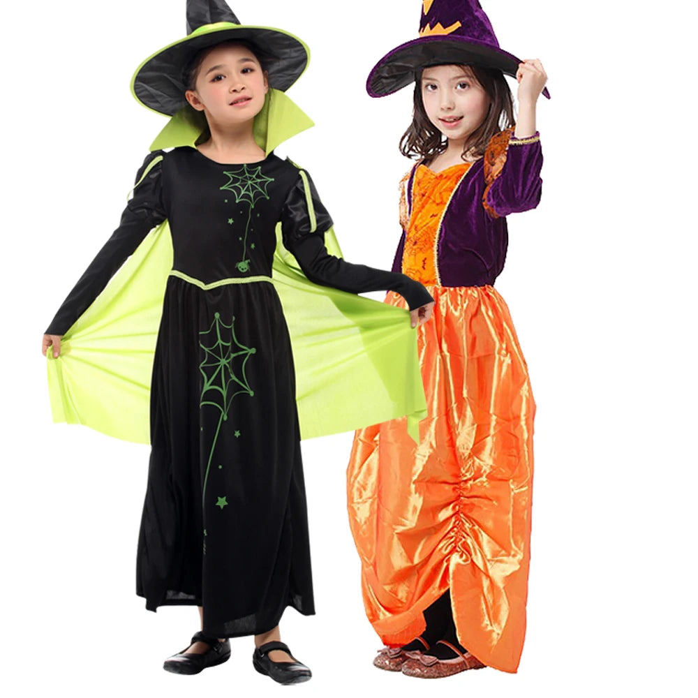 Disfraces de personajes de brujas de Halloween: hermosos vestidos para niñas, juegos de rol infantiles como No broomthe Devil Queen, Witch Carnival