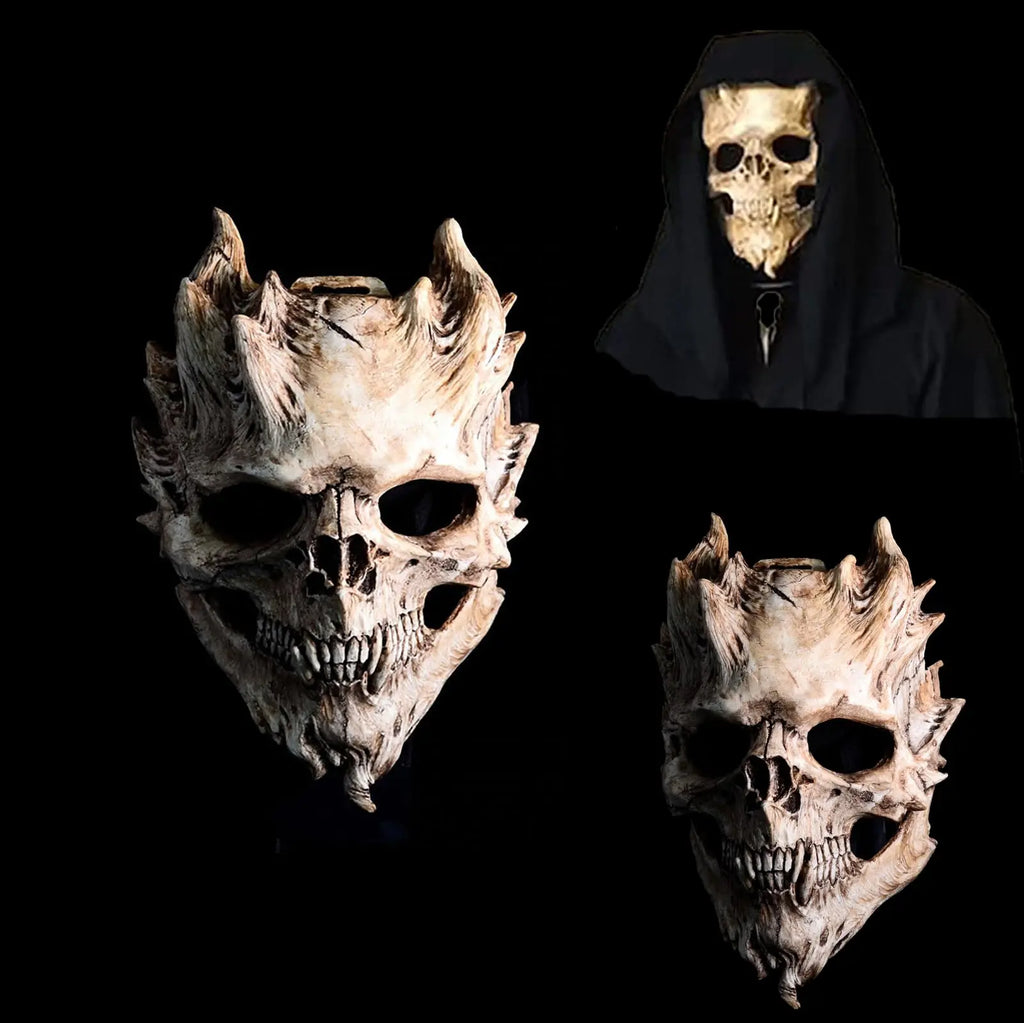 Halloween Skull Mask Skeleton Mask Full Head Demon Skull Masks Knife Outfit Scary Cosplay Party Props For Adult