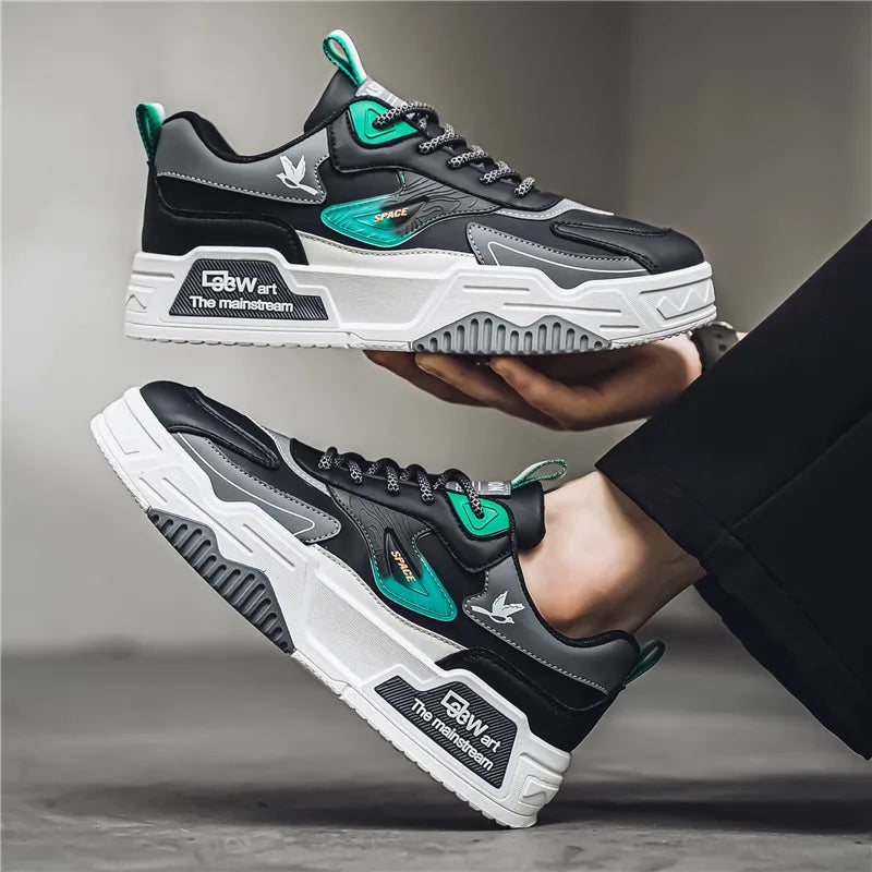 Mens Board Shoes 2025 New Retro Thick Soled Casual Sneakers Student Daily Street Casual Trendy Walking Shoes for Man