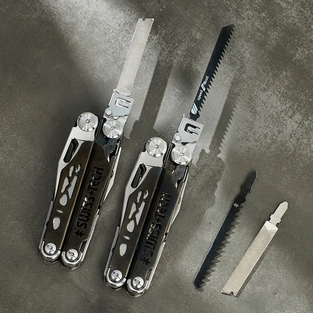 SWISS TECH Multifunctional Folding Pliers 37 in 1 Pocket Knife Portable EDC Tools Kit Set Replaceable Parts Outdoor Camping Gear