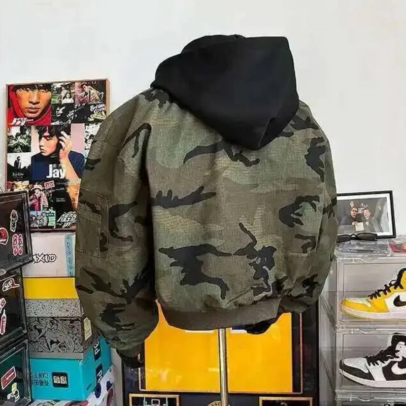 PFHQ Camouflage Men's Hooded Jacket 2025 Spring Autumn New High Street Long Sleeve Korean Style Fashion Casual Male Tops 21E2824