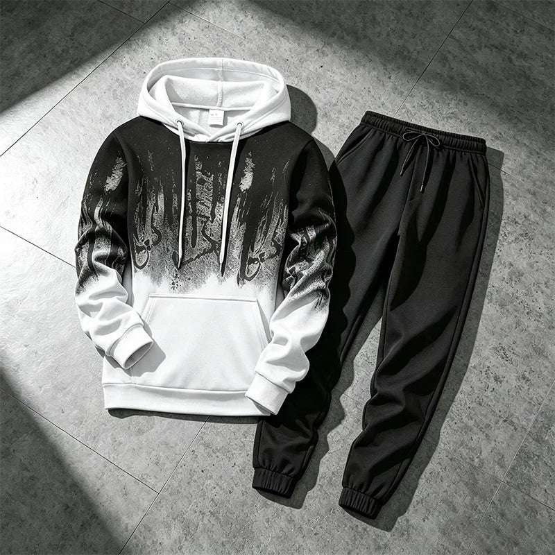 2026 New in Men's Set Hoodies and Sweatpants Fall&winter Daily Casual Sports Jogging Suit Urban Fashion Hooded Sweatshirt Outfit