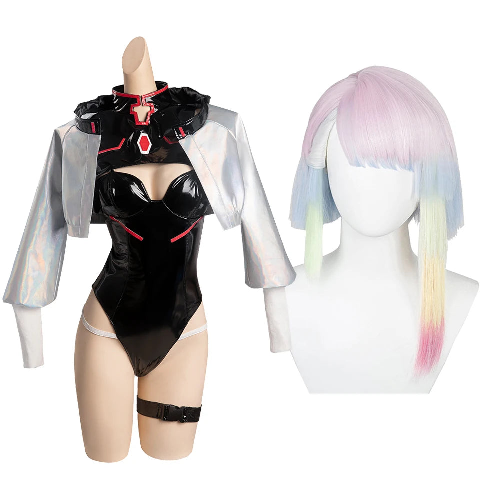 Women Lucy Cosplay Jumpsuit Waistbag Outfits Anime TV Runners Of Edge Costume Roleplay Fancy Dress Up Party Disguise Cloth