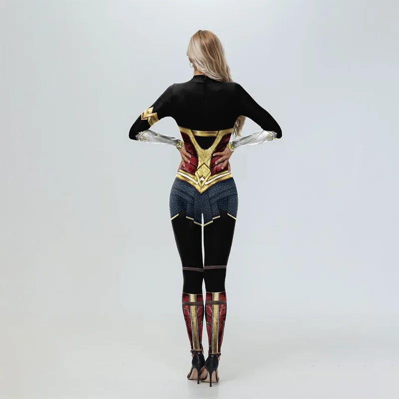 Disfraz de maravilla de la justicia para mujer, traje de película para fiesta, mono Sexy, trajes Zentai puesta en escena de supermujer