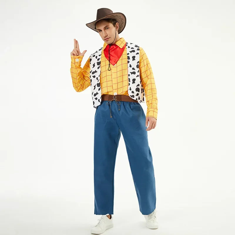 New Halloween Woody Costume Family Matching Outfits Couple Cosplay Woody Sheriff Clothes Carnival Sheriff Cowboy Fancy Dress